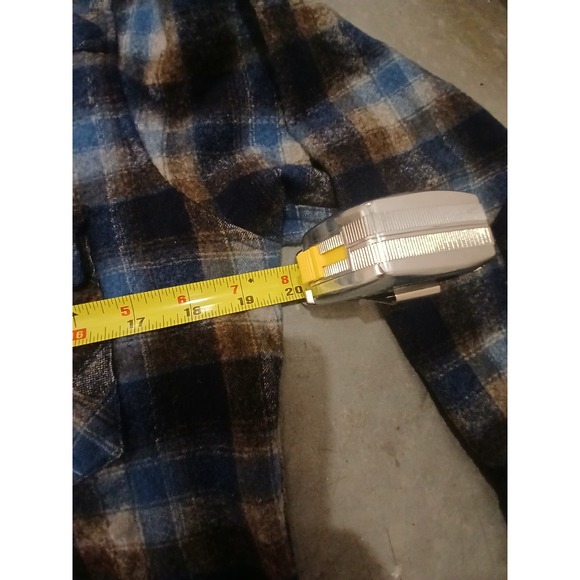 Vintage Pendleton Western Plaid Wool Flannel Shirt Collar 70s Men L - Picture 2 of 10